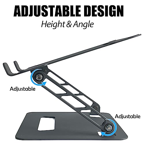 Sutekus Adjustable Laptop Stand Aluminum Notebook Stand Ergonomic Laptop Riser Fits All MacBook Laptops iPads, Foldable and Stable Multi-Angle Stand with Heat-Vent, Grey