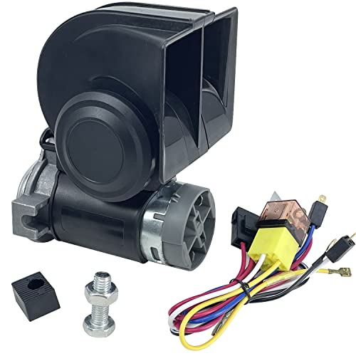 Sutekus Air Horn Train Horn Loud Truck Horn Car Horn Electric Snail Air Horn Kit for Vehicles Motorcycle Boat Ship, Black