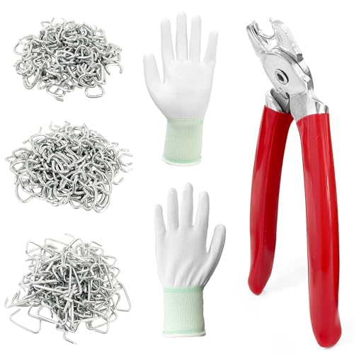 Sutekus Hog Ring Pliers Assortment Kit including 360Pcs 3/4
