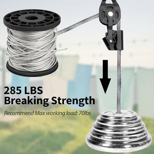 Sutekus 1/16 Wire Rope Aircraft Cable 304 Stainless Steel Cable 7x7 Strand Core Steel Wire for Hanging Garden Yard String Lights Picture Clothesline