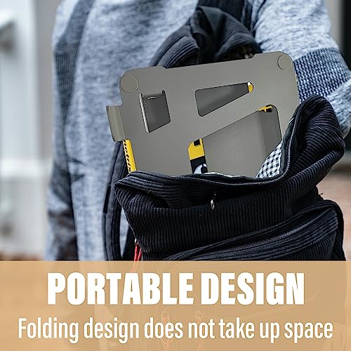Sutekus Adjustable Laptop Stand Aluminum Notebook Stand Ergonomic Laptop Riser Fits All MacBook Laptops iPads, Foldable and Stable Multi-Angle Stand with Heat-Vent, Grey