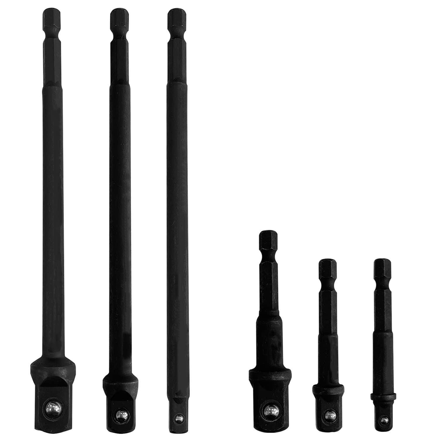 Sutekus 6Pcs Socket Adapter Extension Set with 2.6 & 6 Inch Length, 1/4-Inch Hex Shank Impact Grade Power Drill Sockets Adapters 1/4