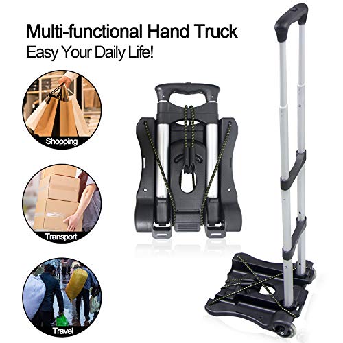 Sutekus Folding Hand Truck and Dolly 110-lbs Lightweight Portable Luggage Cart for School Travel Office Moving