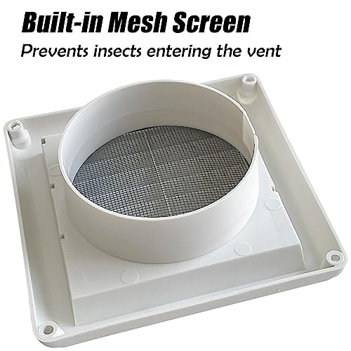 Sutekus Dryer Vent Cover Louvered Vent Cover With Mesh Screen Outside Dryer Exhaust Air Vent Cover Includes Installation Screw