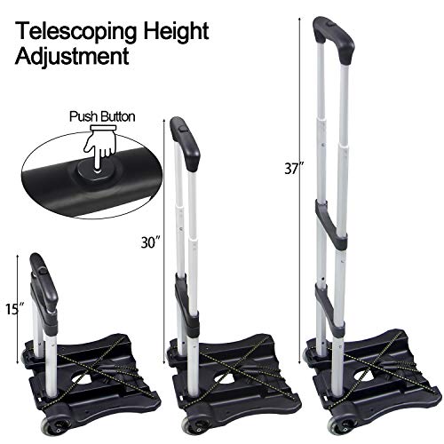 Sutekus Folding Hand Truck and Dolly 110-lbs Lightweight Portable Luggage Cart for School Travel Office Moving