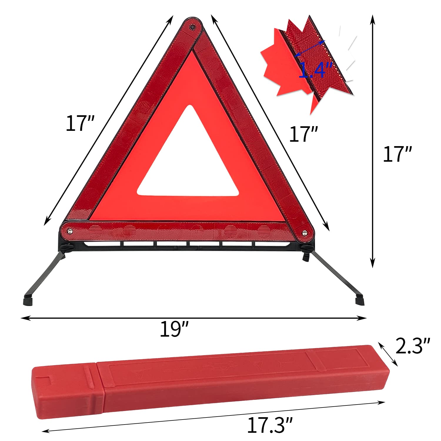 Sutekus Foldable Warning Triangle 3 Pack Emergency Warning Triangle Reflector Roadside Safety Triangle with Storage Case