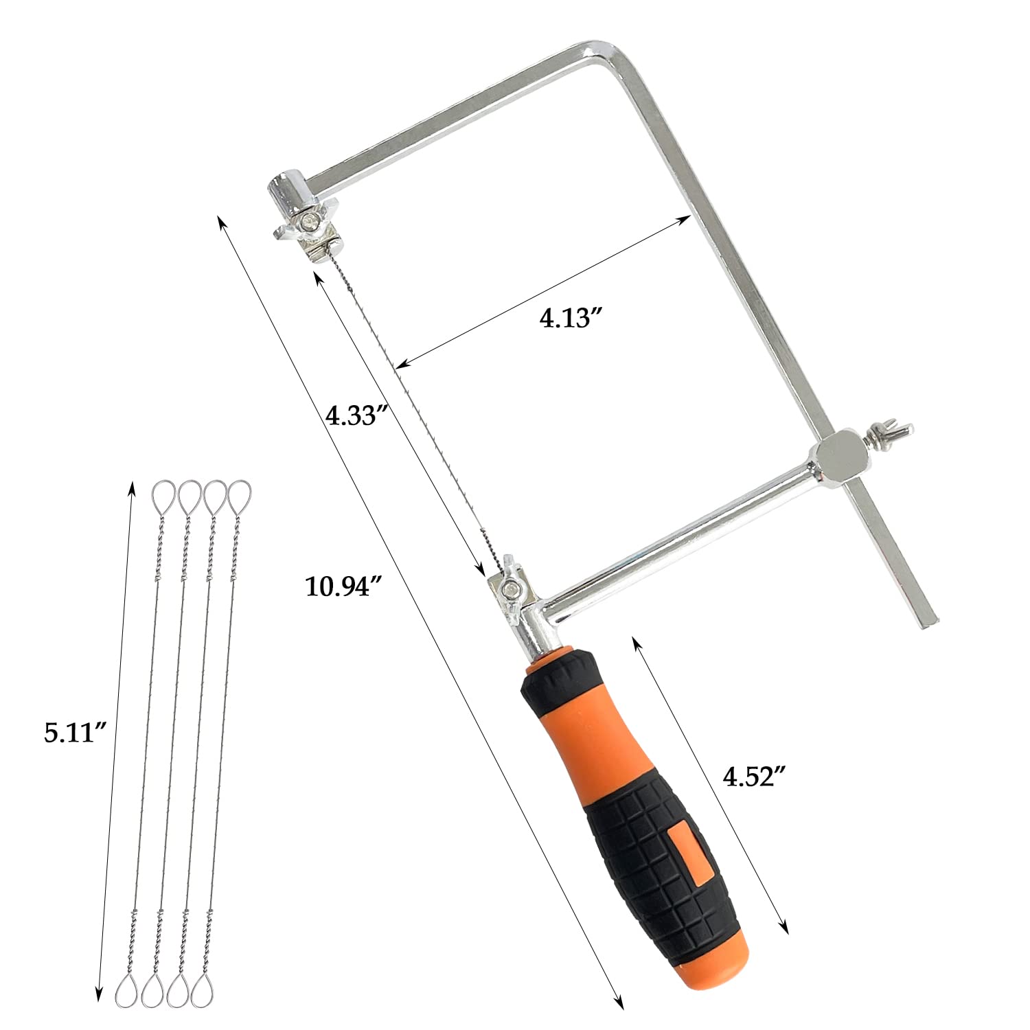 Sutekus Coping Saw Hand Saw Wire Jigsaws Fret Saw with Extra 5 Spiral Wire Blades for Wood, Plastic, Rubber, and Soft Metal Cutting