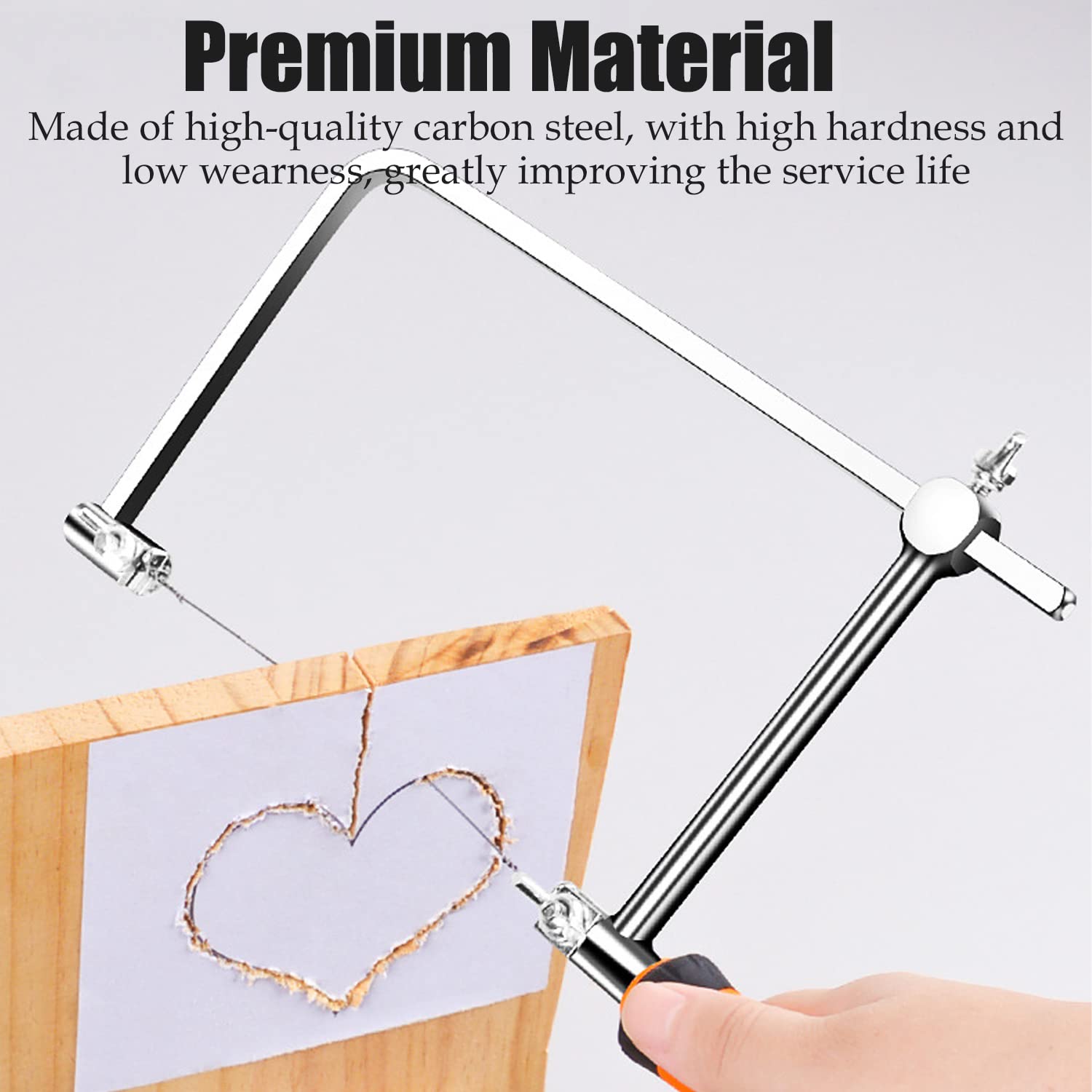 Sutekus Coping Saw Hand Saw Wire Jigsaws Fret Saw with Extra 5 Spiral Wire Blades for Wood, Plastic, Rubber, and Soft Metal Cutting