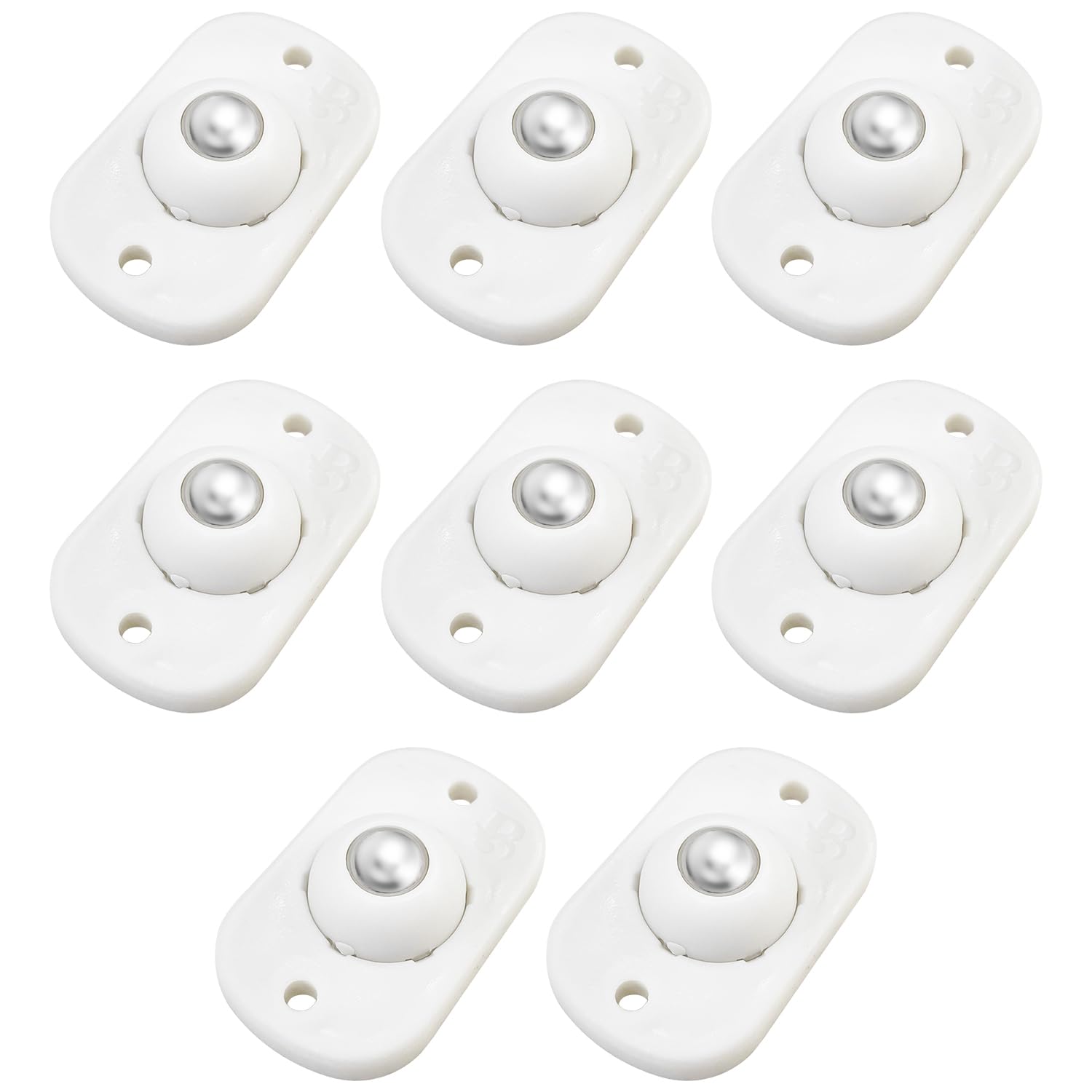 Sutekus Self Adhesive Caster Wheels Stainless Steel Universal Wheels 360 Degree Rotation Sticky Rollers for Small Appliance Storage Box etc, 8 Pieces, White