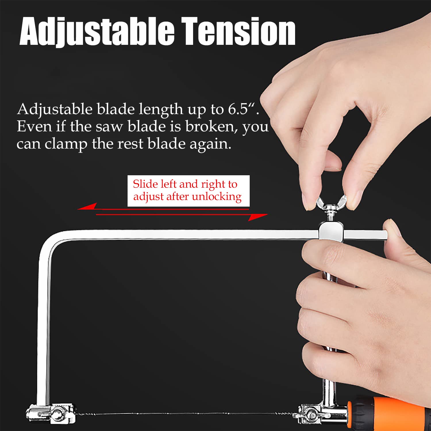 Sutekus Coping Saw Hand Saw Wire Jigsaws Fret Saw with Extra 5 Spiral Wire Blades for Wood, Plastic, Rubber, and Soft Metal Cutting