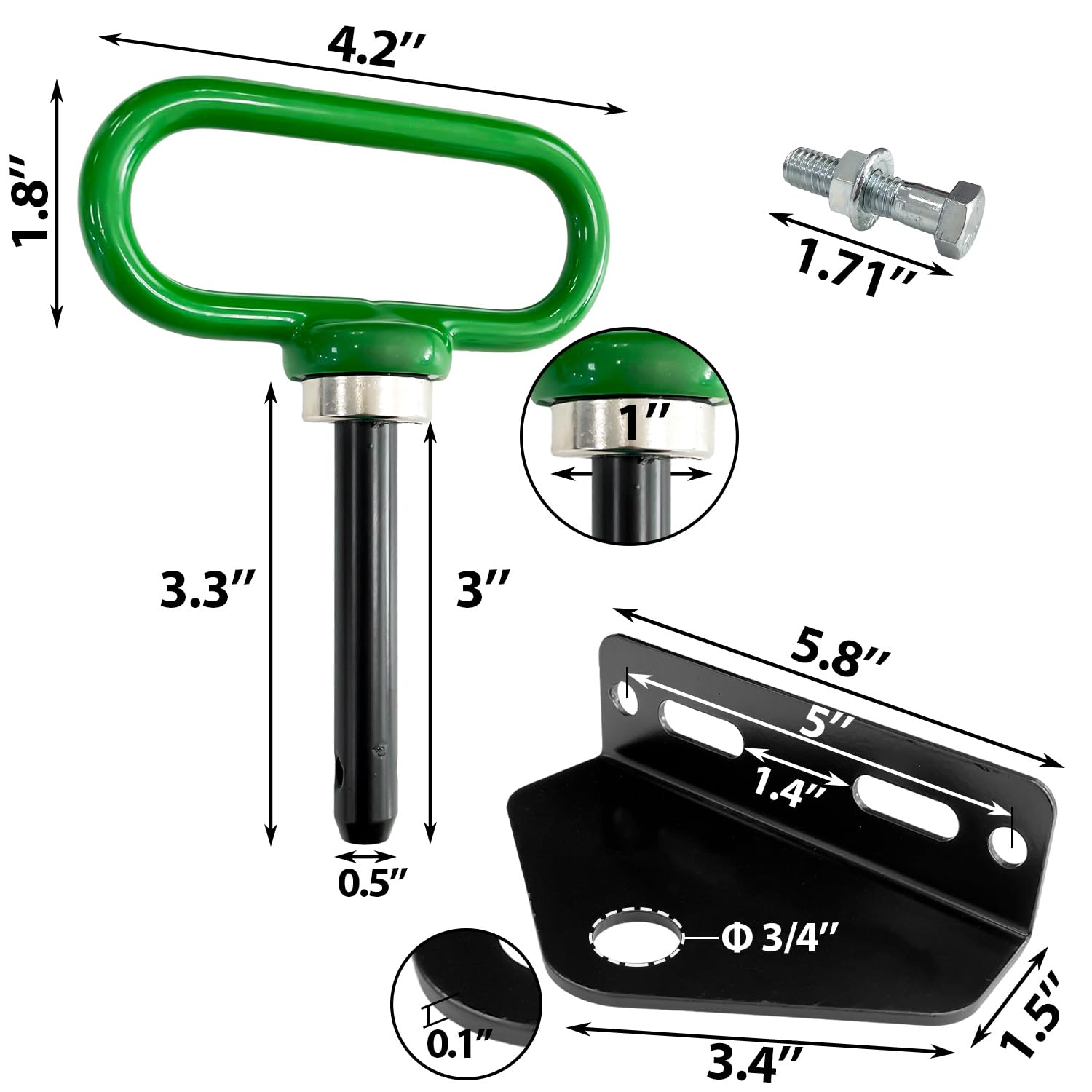 Sutekus Zero Turn Mower Trailer Hitch and Magnetic Hitch Pin Heavy Duty Towing Hitch Kit 3/4'' Pin Hole with Bolts and R-Clip