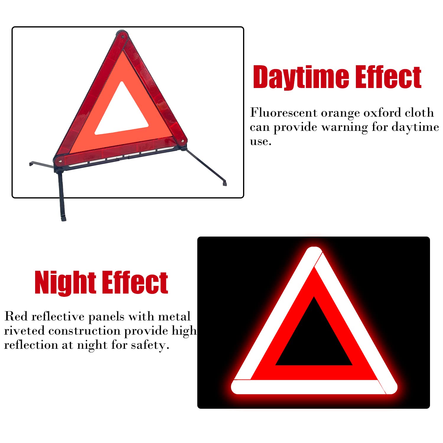 Sutekus Foldable Warning Triangle 3 Pack Emergency Warning Triangle Reflector Roadside Safety Triangle with Storage Case