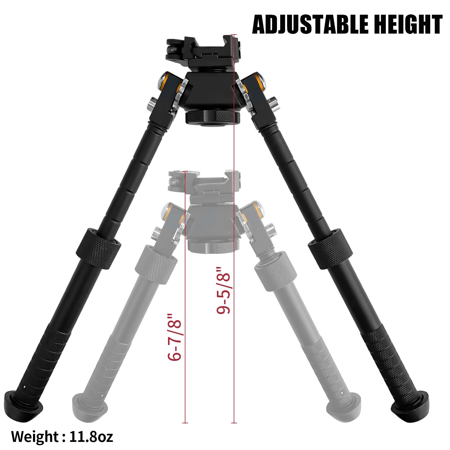 Sutekus Adjustable Bipod with Quick Detach Lever, Swivel Tiltable Quick Release Bipod for Hunting and Outdoor, Black