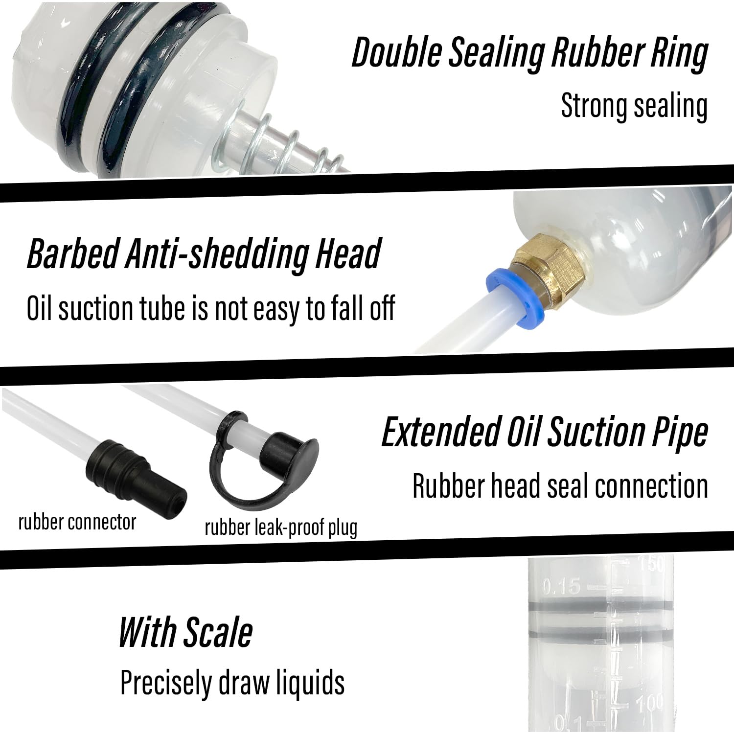 Sutekus 200cc Fluid Extractor Oil Extraction & Fill Pump Manual Fluid Syringe Pump for Gear Oil Brake Fluid Transfer