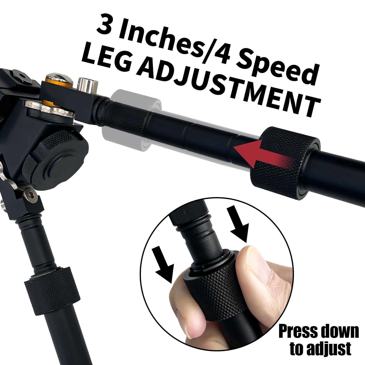Sutekus Adjustable Bipod with Quick Detach Lever, Swivel Tiltable Quick Release Bipod for Hunting and Outdoor, Black