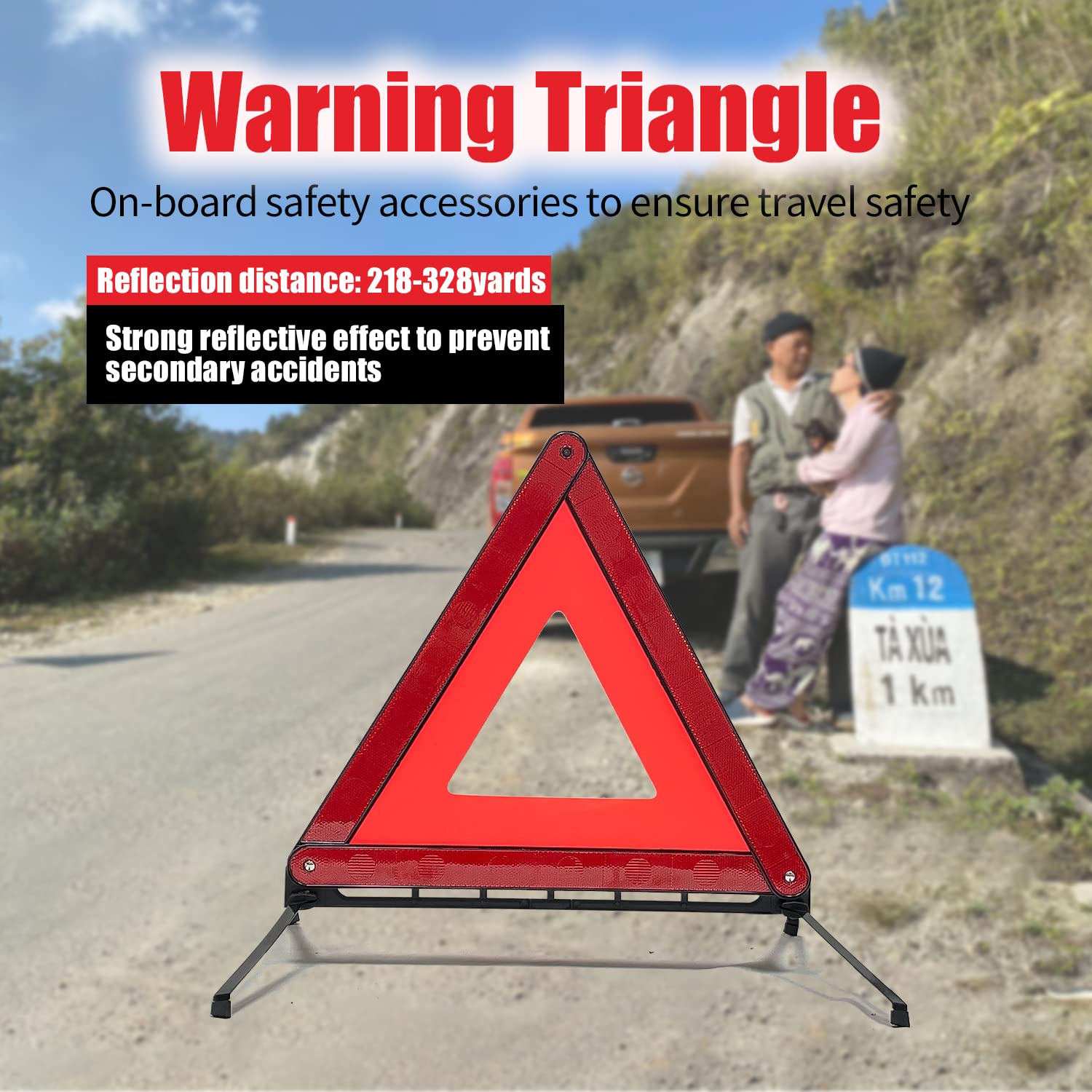 Sutekus Foldable Warning Triangle 3 Pack Emergency Warning Triangle Reflector Roadside Safety Triangle with Storage Case