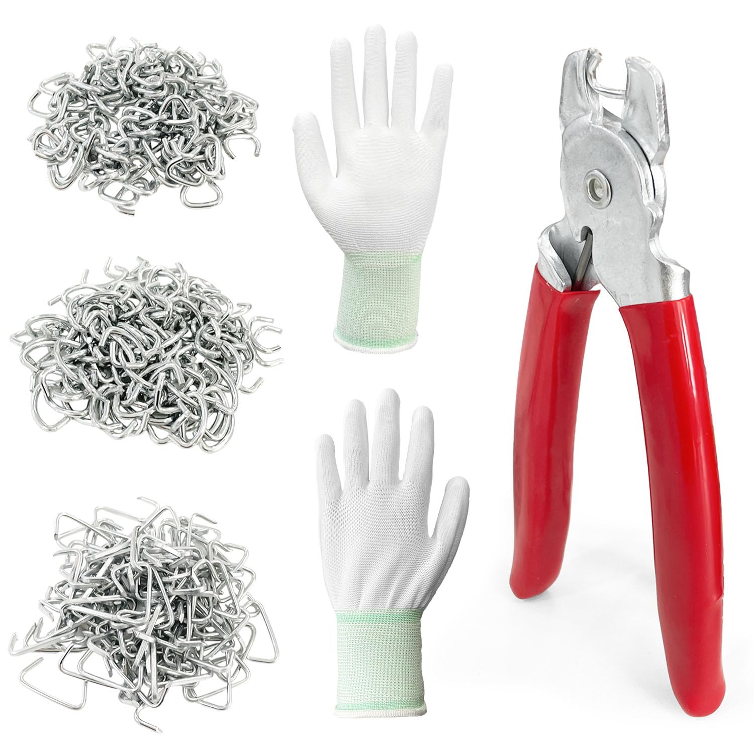 Sutekus Hog Ring Pliers Assortment Kit including 360Pcs 3/4