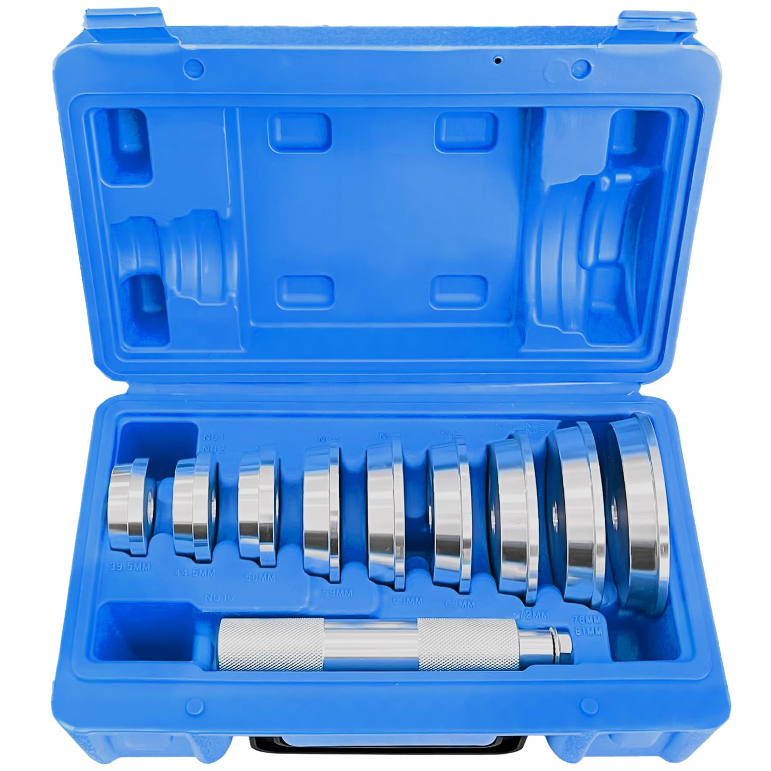 Sutekus 10pcs Bearing Press Kit Universal Bearing Race and Seal Driver Set Including 9 Bearing Adapters and Seal Driver for Automotive Bearing Installation