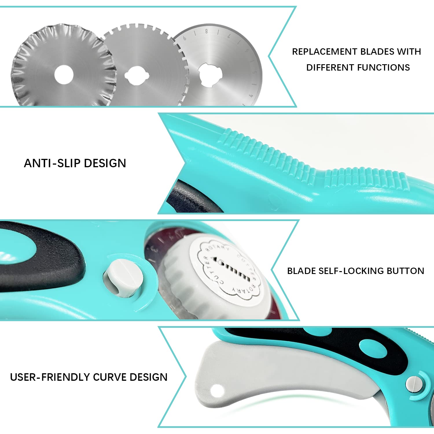 Sutekus Rotary Cutter Set with 5 Blades 45mm Rotary Cutter Tool With Fabric Cutter Wheel for Sewing Fabric Paper Leather Cutting