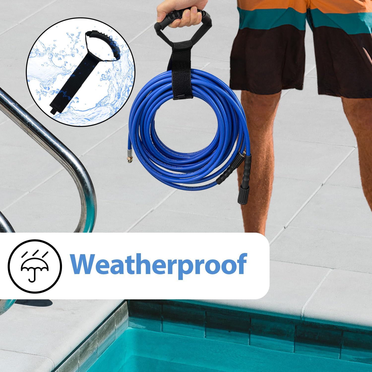 Sutekus 4Pack Extension Cord Organizer Hook and Loop Storage Straps with Carrying Handle for Garden Hoses, Cables, Pool Hoses, Ropes and More (2 Medium & 2 Large)
