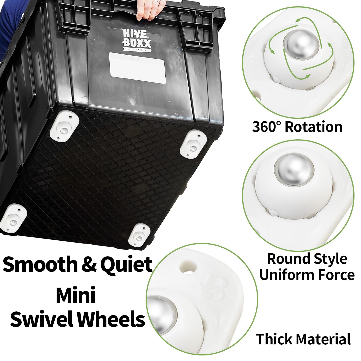 Sutekus Self Adhesive Caster Wheels Stainless Steel Universal Wheels 360 Degree Rotation Sticky Rollers for Small Appliance Storage Box etc, 8 Pieces, White