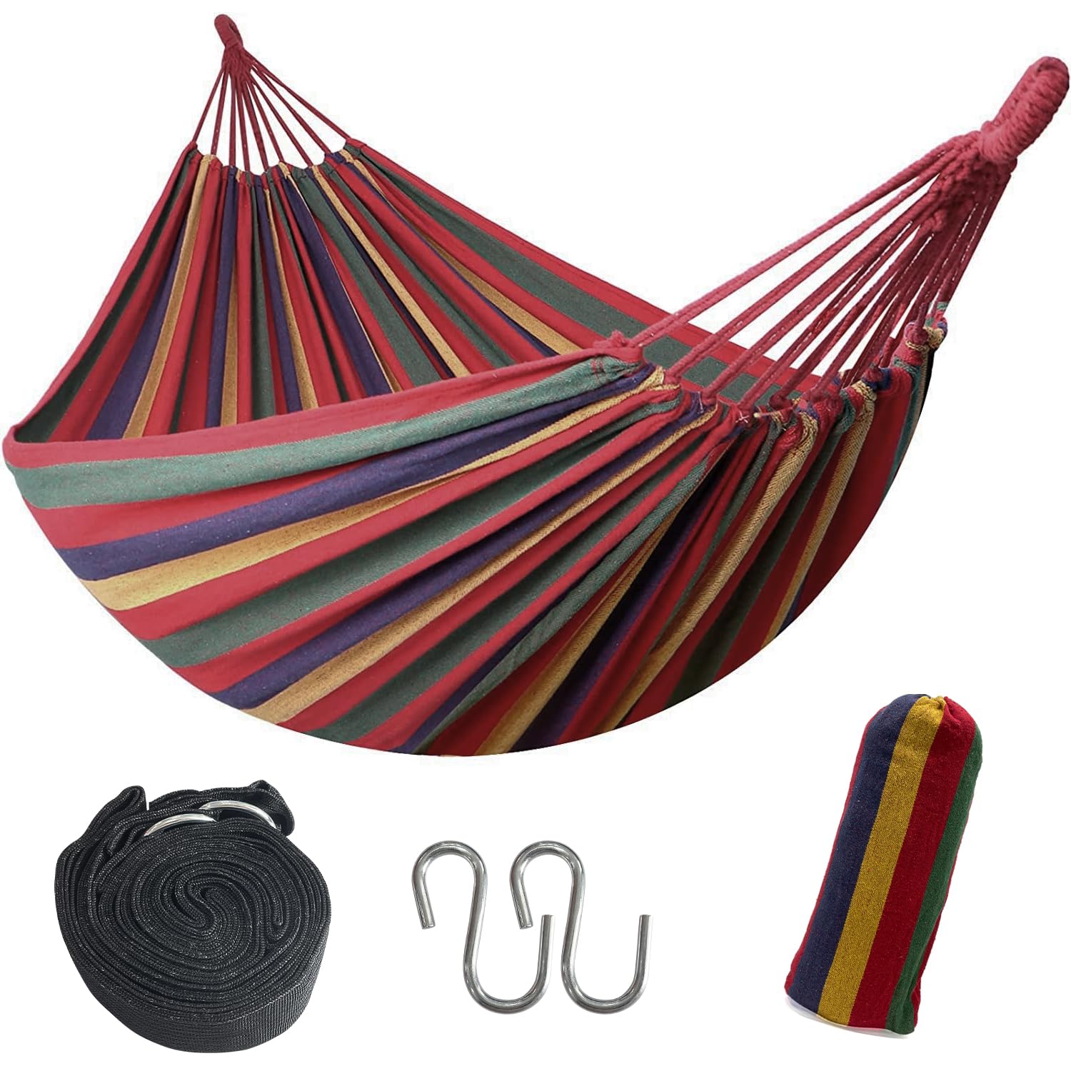 Sutekus Double Hammock Outdoor Traveling Camping Hammock Two Person Portable Hammock with Rope and Carrying Pouch