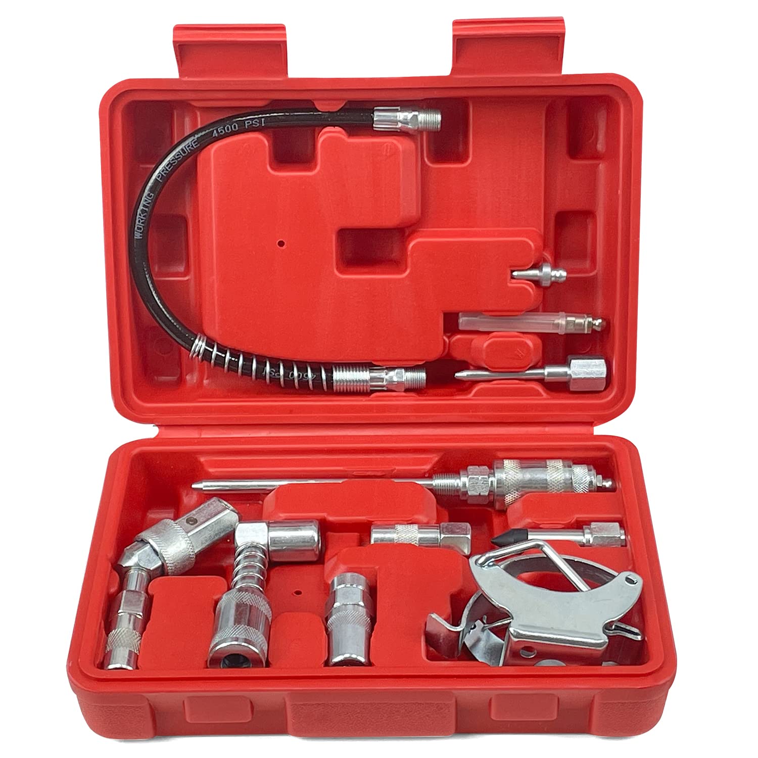 Sutekus Grease Gun Accessory Set Universal Grease Lubrication Accessory Kit Grease Gun Couplers with Carrying Case