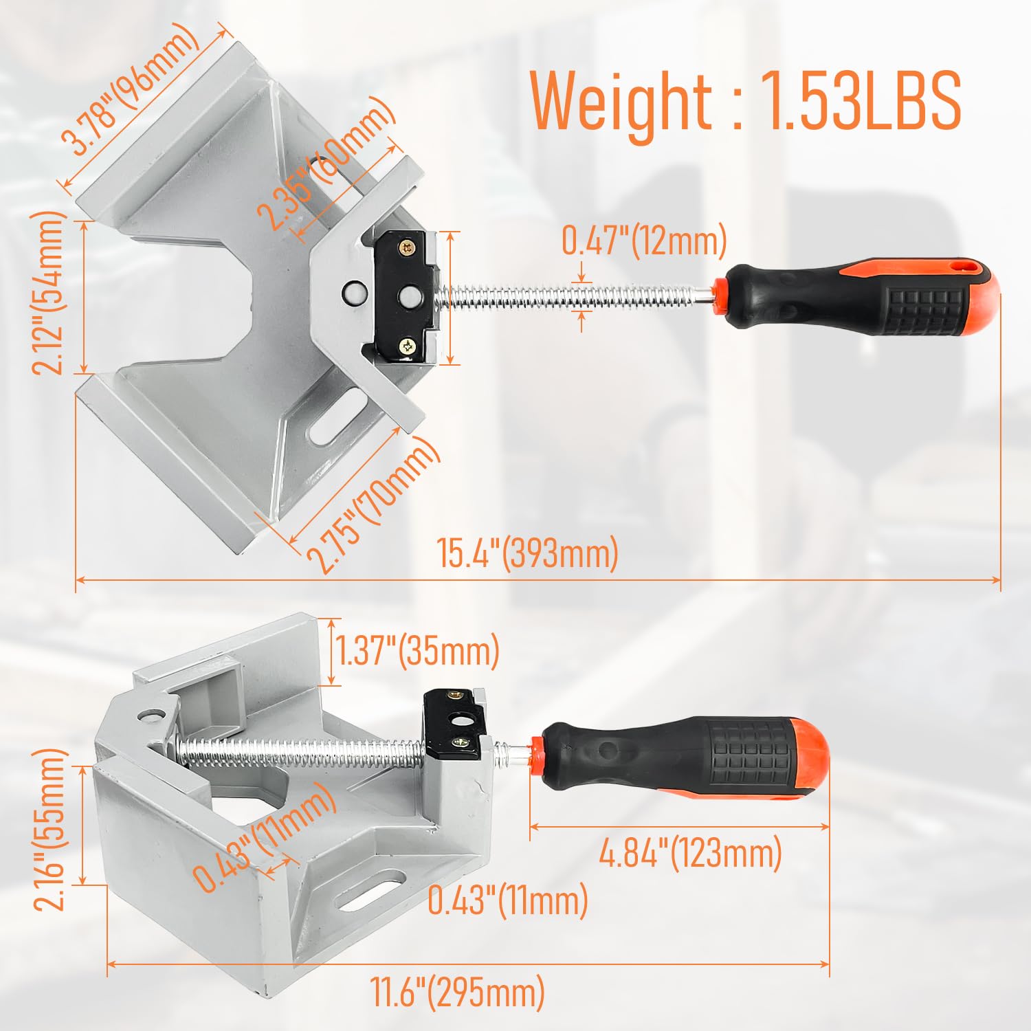 Sutekus Right Angle Clamp 90° Aluminum Alloy Corner Clamps Woodworking Tools Photo Frame Vise Holder with Adjustable Swing Jaw, 2Pack