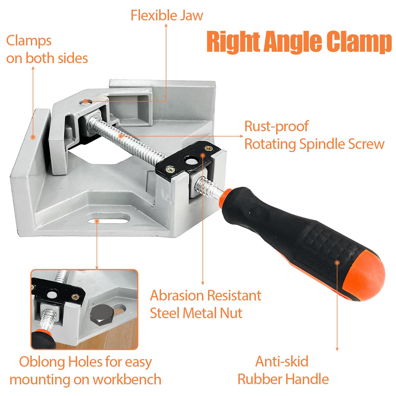 Sutekus Right Angle Clamp 90° Aluminum Alloy Corner Clamps Woodworking Tools Photo Frame Vise Holder with Adjustable Swing Jaw, 2Pack