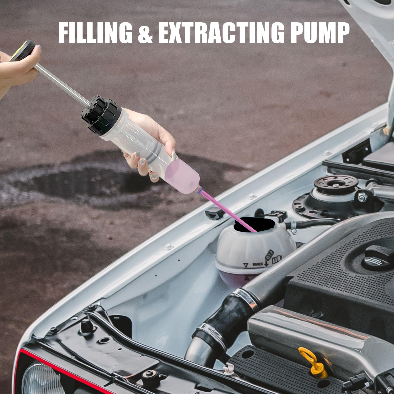 Sutekus 200cc Fluid Extractor Oil Extraction & Fill Pump Manual Fluid Syringe Pump for Gear Oil Brake Fluid Transfer